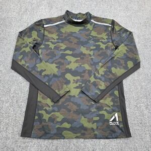 Alive Magnetics Camouflage Mock Neck Long‎ Sleeve Athletic Shirt Men's Medium